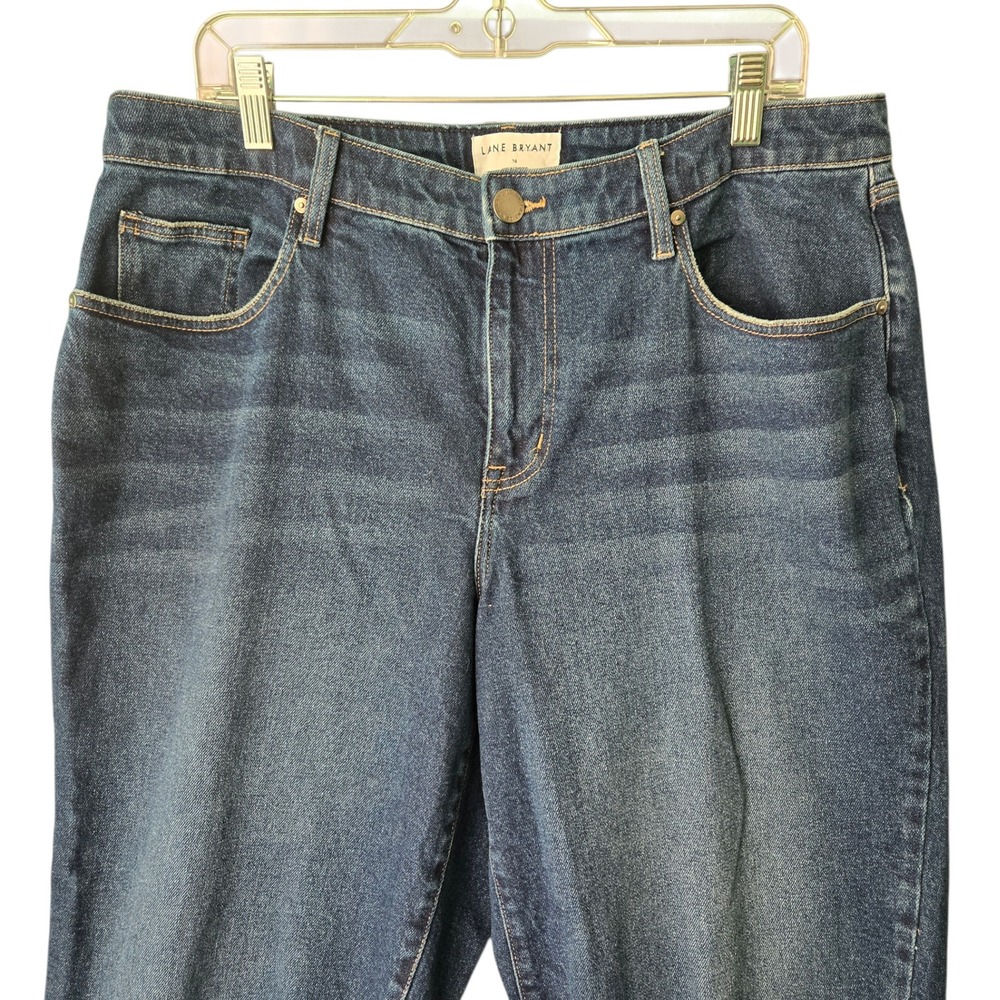 Lane Bryant Mid-Rise Boyfriend Capri Jeans‎ Dark Wash Blue Size 14 Stretch Denim